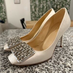 Kate Spade Cream Heels with Embellished Accents